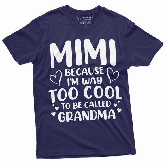 Mimi Grandma T-shirt Grandmother gift shirt mimi gifts Birthday tee shirt Christmas gift for nana (Large Navy Blue)