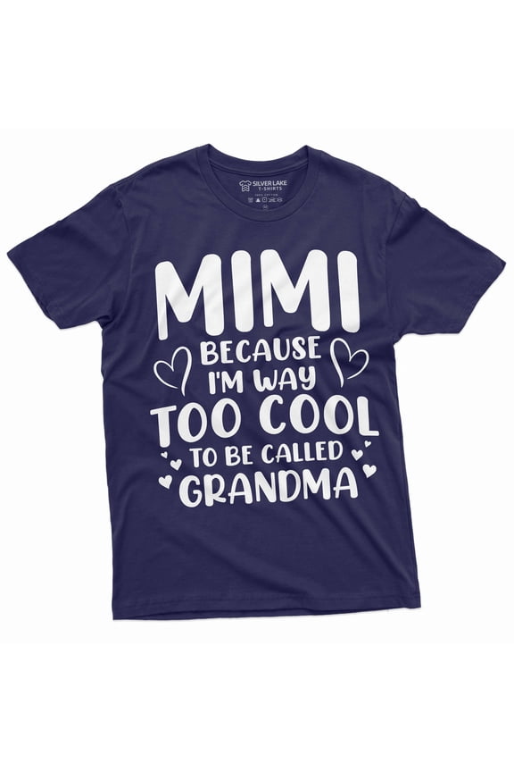 Mimi Grandma T-shirt Grandmother gift shirt mimi gifts Birthday tee shirt Christmas gift for nana (Large Navy Blue)
