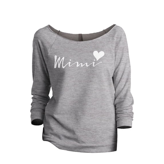 Mimi Heart Women's Fashion Slouchy 3/4 Sleeves Raglan Lightweight Sweatshirt Sport Grey Small