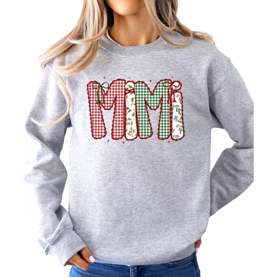 Mimi Ink-Printed Lace Christmas Sweatshirt Grandma Holiday Sweater -Each Saying Sold Separately Gray Sweatshirt Adult Medium
