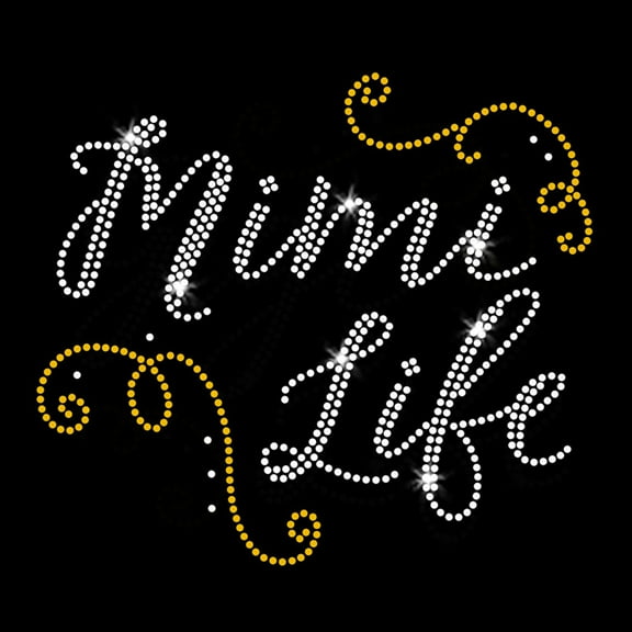 Mimi Life Grandma Sparkly Bling Iron-on Clear Rhinestone & Gold Rhinestud Transfers by JCS Rhinestones