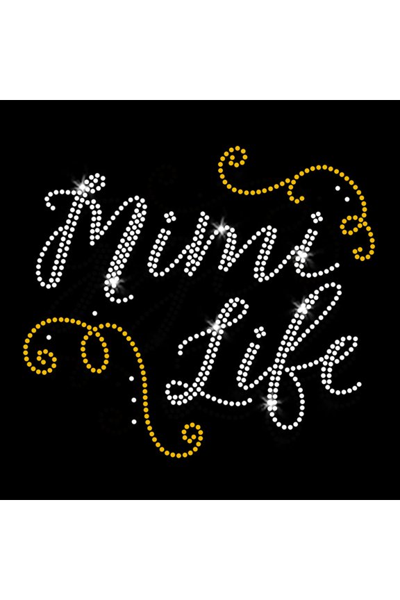 Mimi Life Grandma Sparkly Bling Iron-on Clear Rhinestone & Gold Rhinestud Transfers by JCS Rhinestones