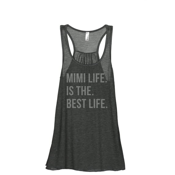 Mimi Life Is The Best Life Women's Fashion Sleeveless Flowy Racerback Workout Yoga Tank Top Charcoal Grey Small
