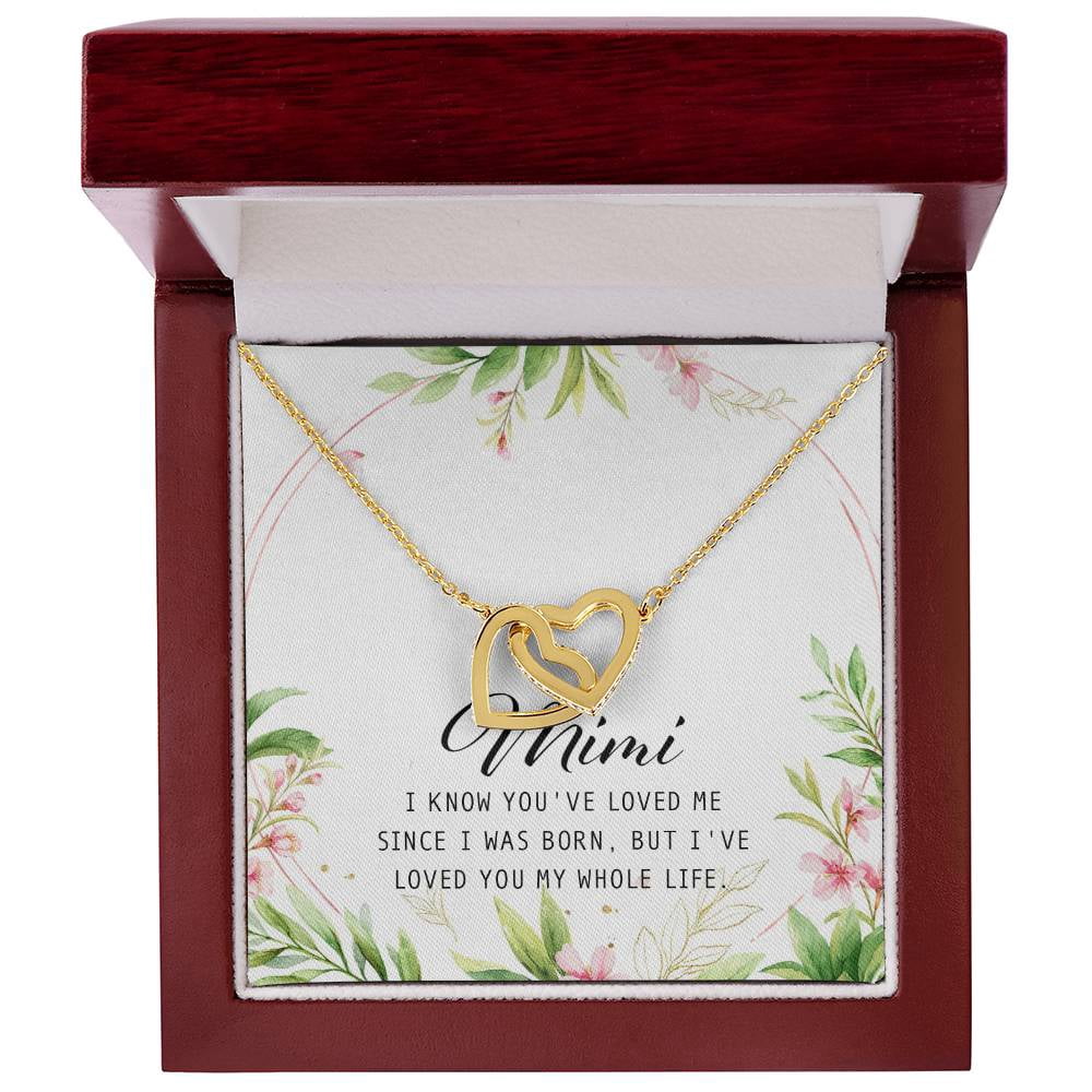 Mimi Message Card, Interlocking Hearts Necklace, 14K White Gold/ 18K ...
