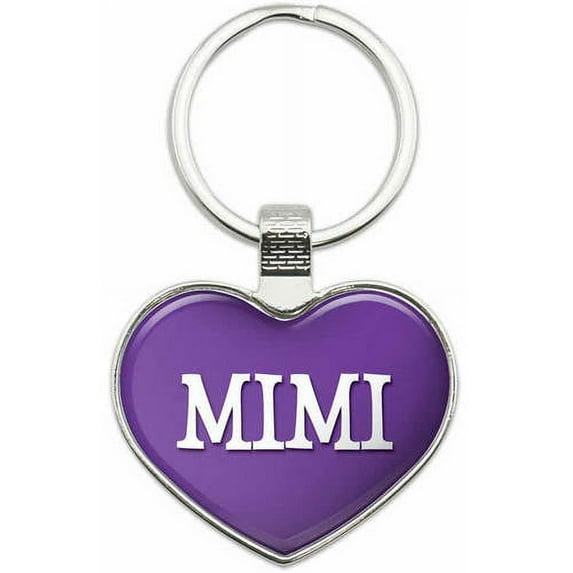 Mimi - Names Female Metal Heart Keychain Key Chain Ring, Multiple Colors Available