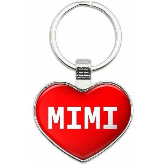 Mimi - Names Female Metal Heart Keychain Key Chain Ring, Multiple Colors Available