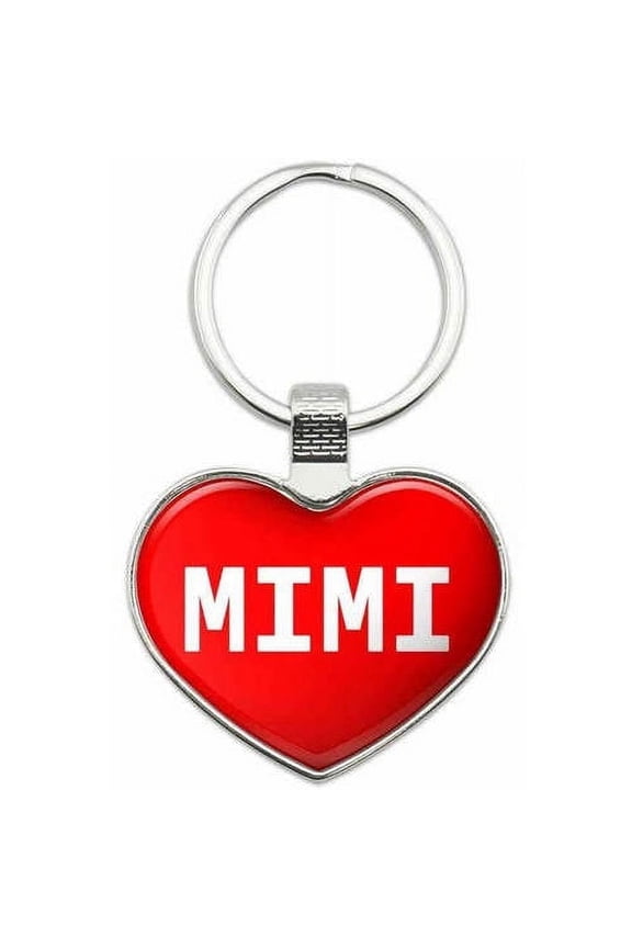 Mimi - Names Female Metal Heart Keychain Key Chain Ring, Multiple Colors Available
