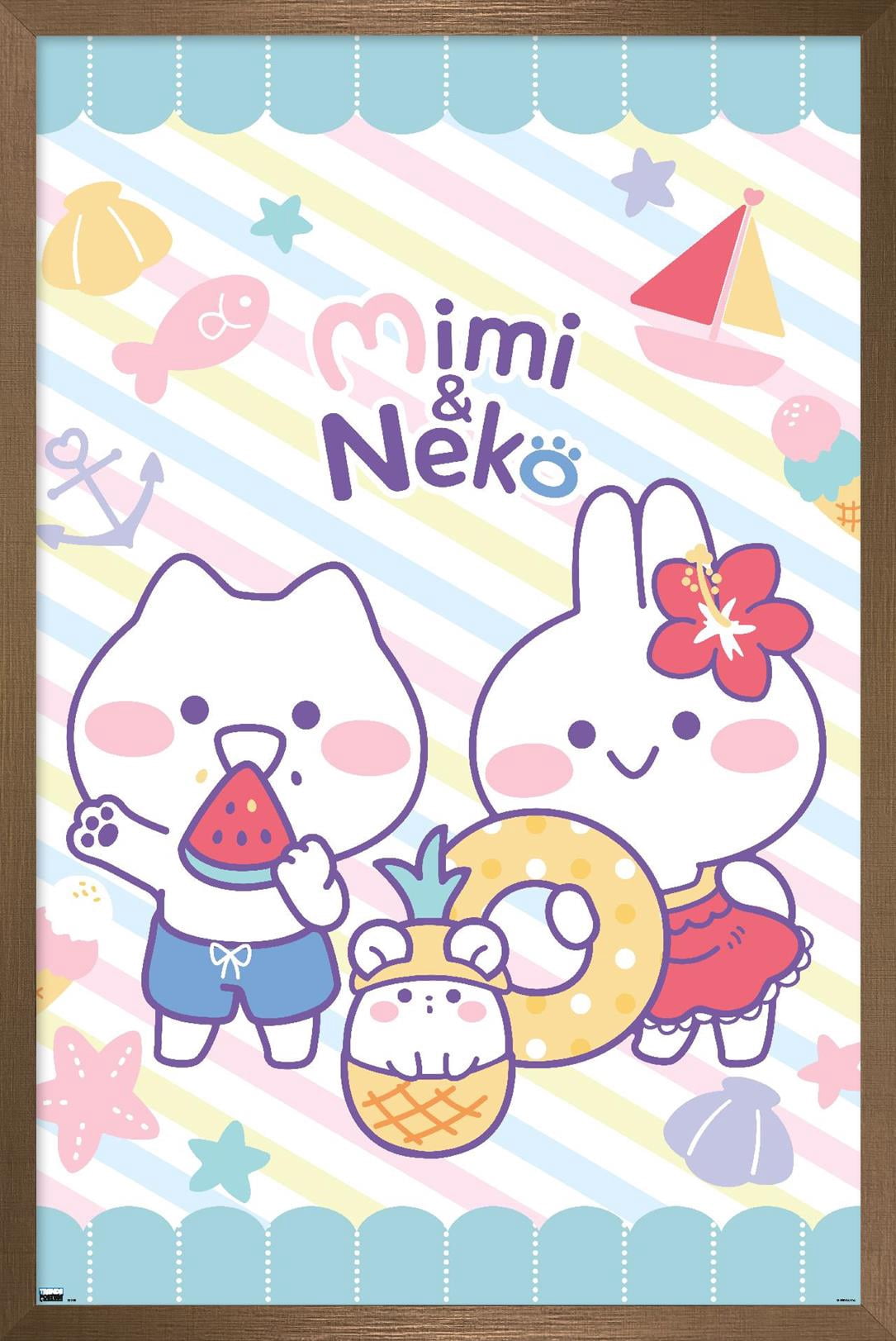 Mimi & Neko - Beach Wall Poster, 22.375" x 34" Framed