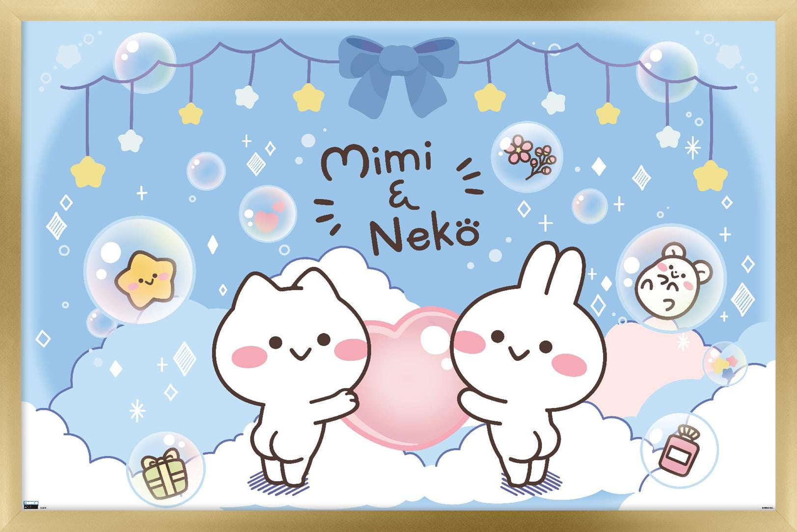 Mimi & Neko - Clouds Wall Poster, 14.725" x 22.375" Framed