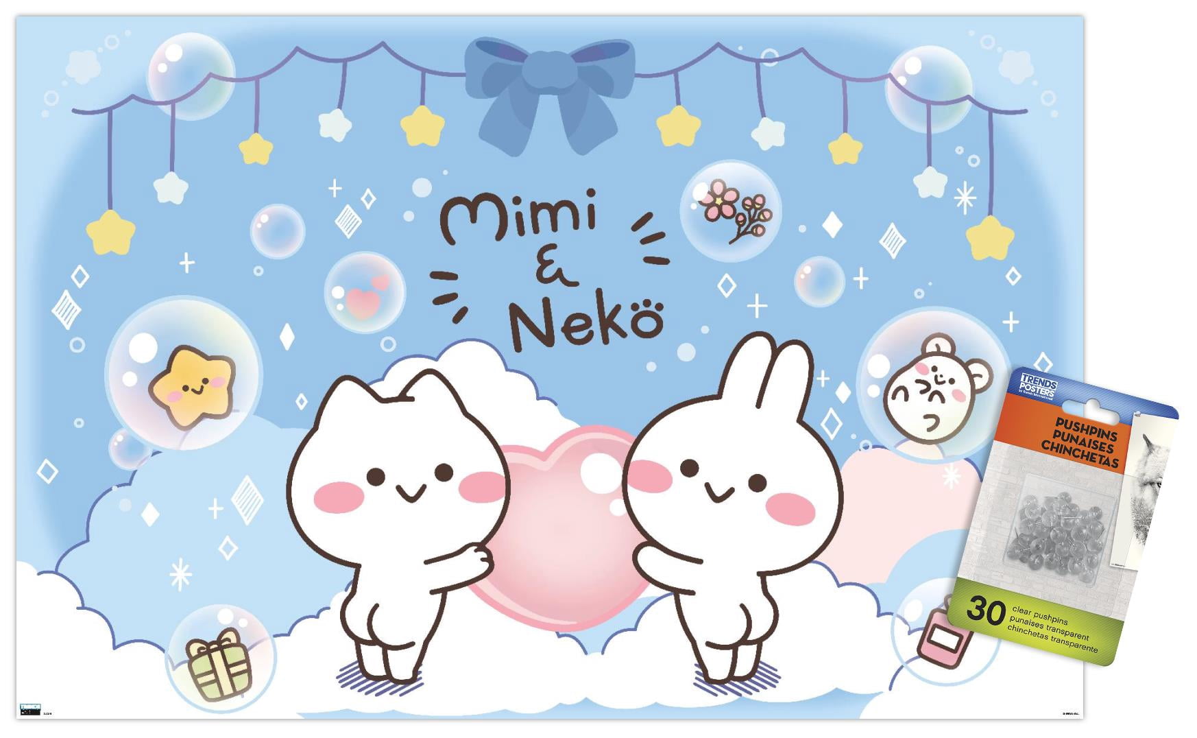 Mimi & Neko - Clouds Wall Poster with Push Pins, 14.725" x 22.375"