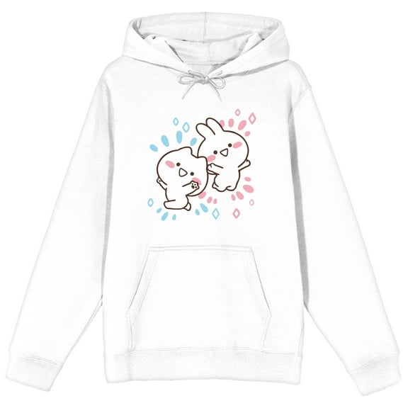 Mimi & Neko Cute Characters Men's White Graphic Hoodie-Medium