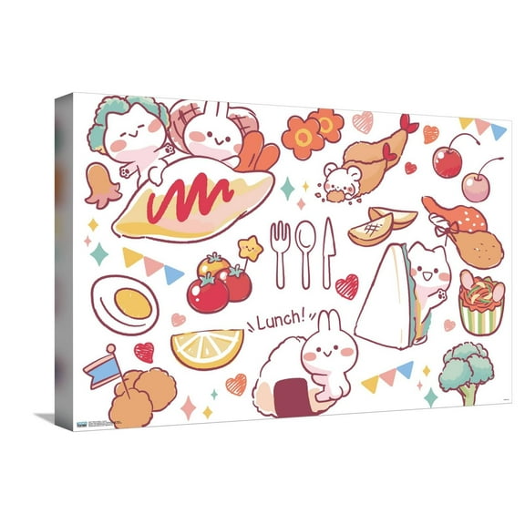 Mimi & Neko - Lunch Canvas Wall Poster, 14.725" x 22.375"