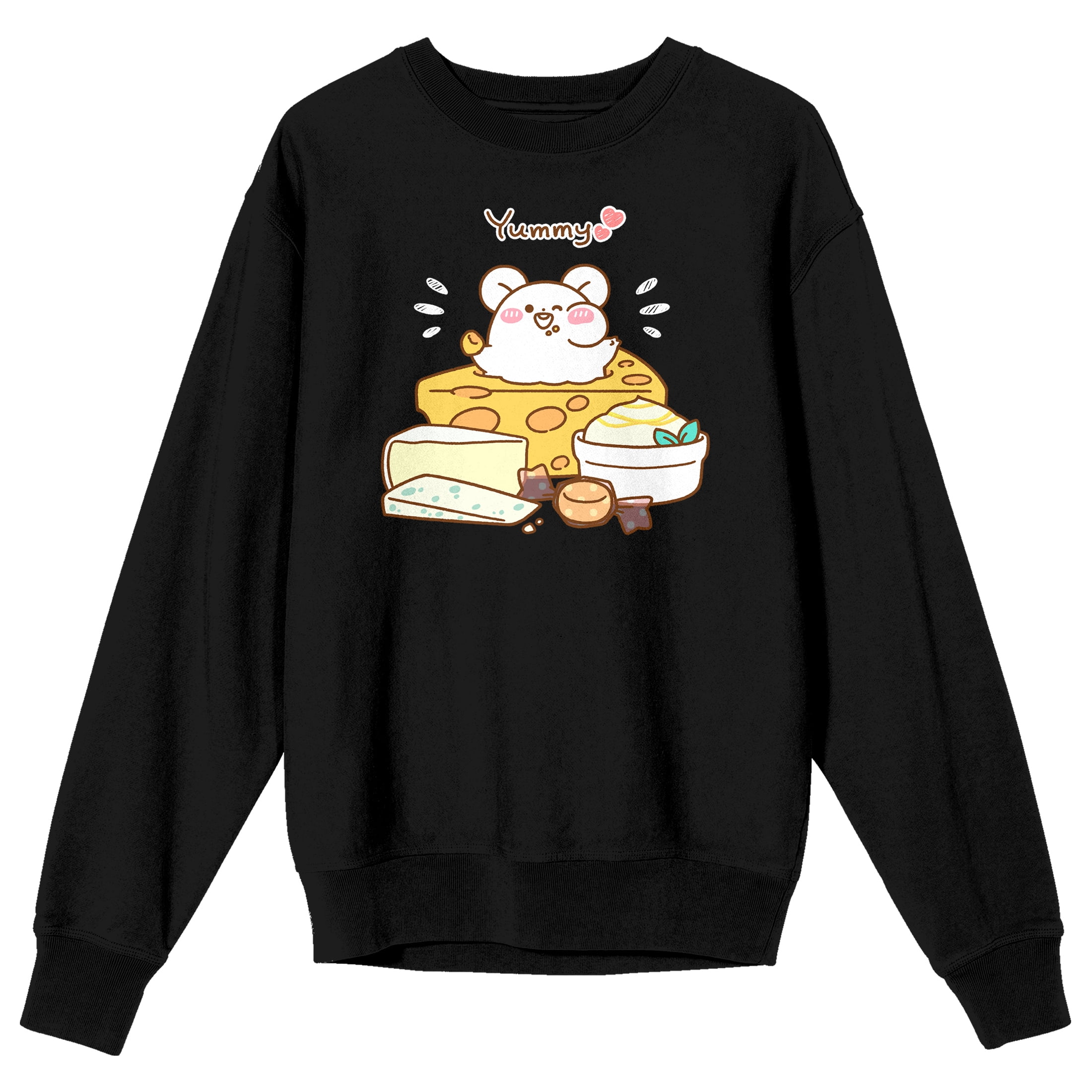 Mimi & Neko Nezu Chan Yummy Food Pile Crew Neck Long Sleeve Men's