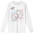 thumbnail image 1 of Mimi & Neko Rabbit And Cat Ears Crew Neck Long Sleeve Men's White Tee-Medium, 1 of 7