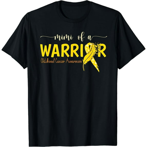 Mimi Of Warrior Childhood Cancer Awareness Gold Ribbon T-Shirt Black Small