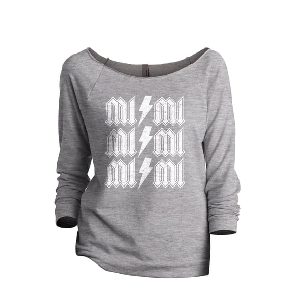 Mimi Rock Women's Fashion Slouchy 3/4 Sleeves Raglan Lightweight Sweatshirt Sport Gray Small