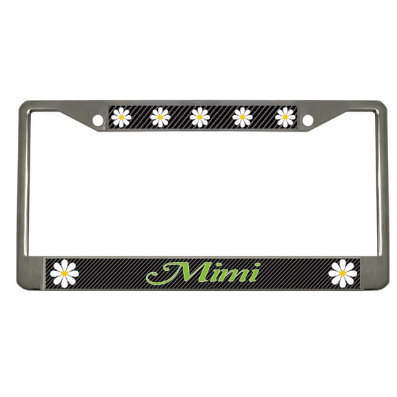 Mimi Style Metal License Plate Frame Personalized/Car Accessories Car Tag Holder Cover Carbon (Chrome/Carbon/Lime Green)
