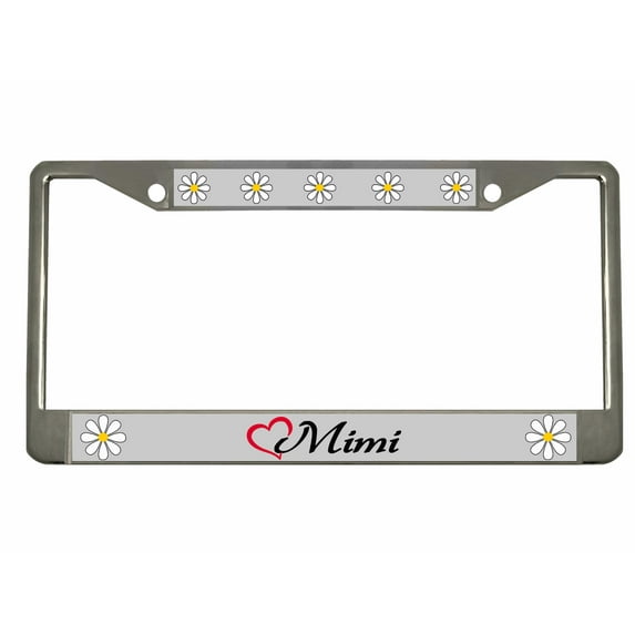 Mimi Style Metal License Plate Frame Personalized/Car Accessories Car Tag Holder Cover (Chrome/Silver/Black)
