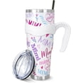 thumbnail image 1 of Mimi Tumbler with Handle and Straw 40 Oz, Stainless Steel Vacuum Insulated Mimi Tumbler Iced Coffee Cup Water Bottle Travel Mug, Mother''s Day Gift for Mom or Grandma, Colorful White, 1 of 6