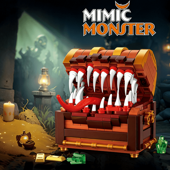 Mimic Treasure Chest Building Kit - 329-Piece D&D Monster Model for Tabletop RPG, Horror Decoration & Collector Display, Ideal Gift for Adults & Fans