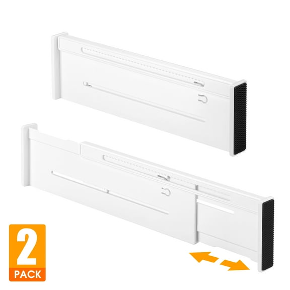 Mimifly 2 Pack Adjustable Drawer Dividers for Clothes, 3.1" High Expandable Dresser Organizers, 10.6"-17.7" Separators with Foam Pads, White