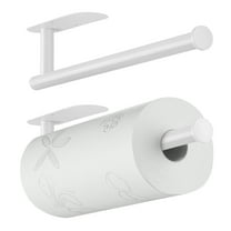 Mimifly 2 Pack Self-Adhesive Paper Towel Holder, Under Cabinet & Wall Mount, Stainless Steel, White