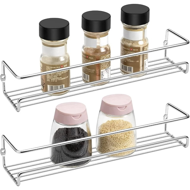 Counter Drill Rack Mimifly 2-Tier Spice Rack Organizer, Wall Mounted Shelf Storage for ...