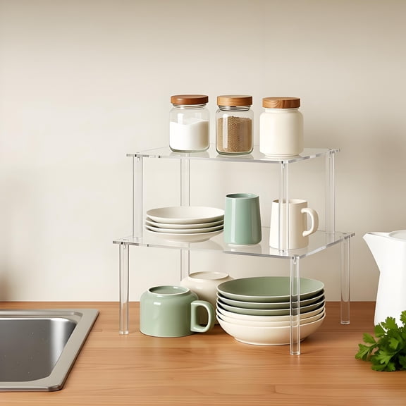 Mimifly Acrylic Stackable 2-Tier Countertop Spice Rack & Organizers