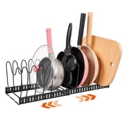 Mimifly Expandable Pans Organizer Rack, 10-Compartment, Pantry Cupboard Organizer,Black