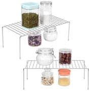 Mimifly Pantry Organizer Shelf, Stackable Chrome Storage Rack, Small, 2 Pack