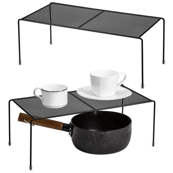 Mimifly Metal Kitchen Cabinet Shelf Organizers with Non-Slip Feet, 2-Pack Counter Storage Shelf Rack