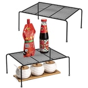 Mimifly Stackable 2-Shelf Kitchen Cupboard Kitchen Pantry Organizers, Pair, Black, 2 Count