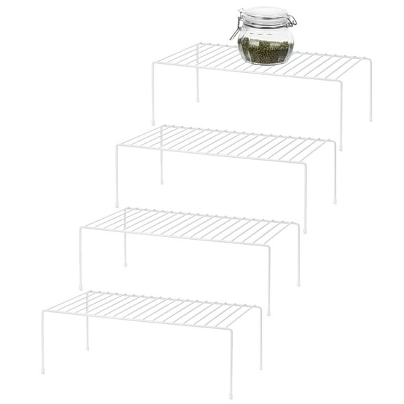 Mimifly Kitchen Cupboard Organiser Shelf, 15.8*7.9*5.9 inch Cabinets Racks, 4 Pack, White