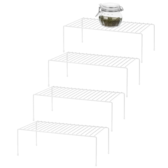 Mimifly Kitchen Cupboard Organiser Shelf, 15.8*7.9*5.9 inch Cabinets Racks, 4 Pack, White