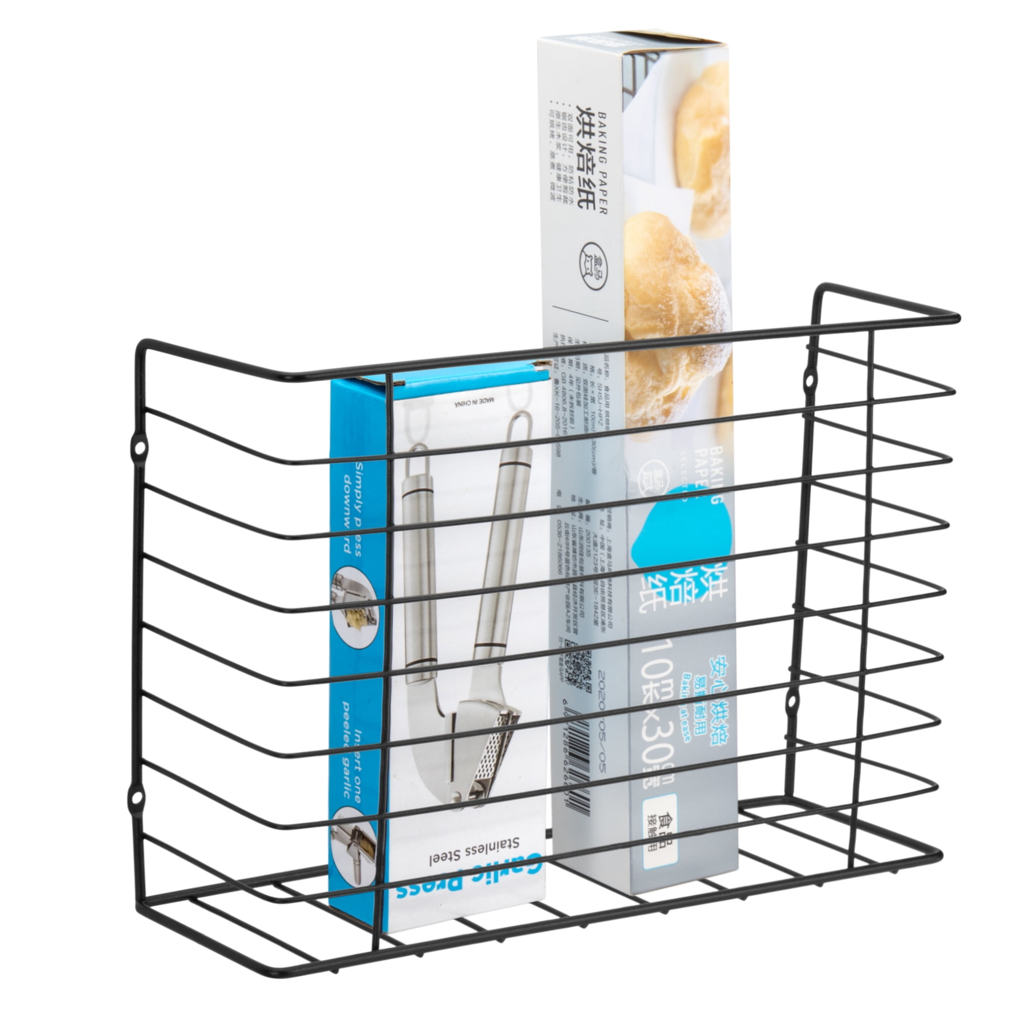 Mimifly Kitchen Wrap Organizer Rack, Wall-Mounted Cabinet Door Storage Shelf, Black, 11.6 x 3.9 x 8.7 Inches