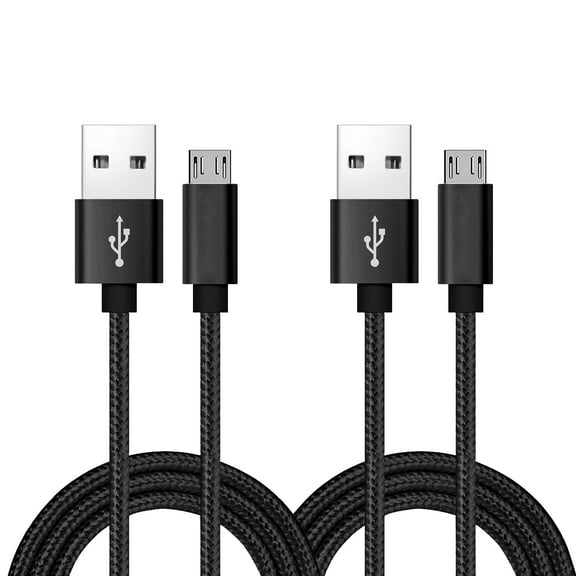 Mimifly Micro USB Cable 4FT, 2-Pack Charging Cord, USB 2.0 A to Micro B for Samsung Galaxy, LG, Moto, PS4, Black