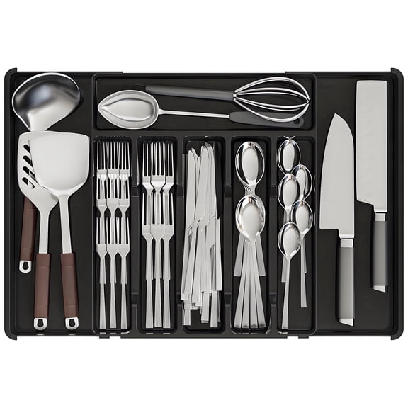 Mimifly Plastic Expandable 12.6 x 14.5 in 8-Compartment Kitchen Utensil Organizers