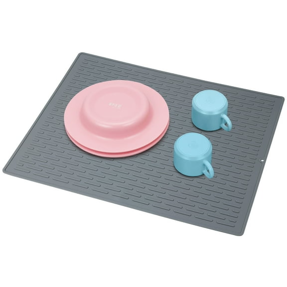 Mimifly Silicone Dish Drying Mat, 19.6 x 16 inch, Heat-Resistant and Non-Slip Kitchen Counter Mat for Dishes, Sink Liner, or Trivet