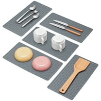Mimifly Silicone Dish Drying Mat 5-Pack, 12 x 6 inch, Heat-Resistant and Non-Slip Kitchen Counter Mat for Dishes, Sink Liner, or Trivet