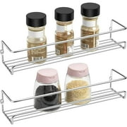 Mimifly 2-Pack Spice Rack Organizer, Wall Mount Hanging Spice Shelves with No-Drill Adhesive and Screws, Chrome Finish