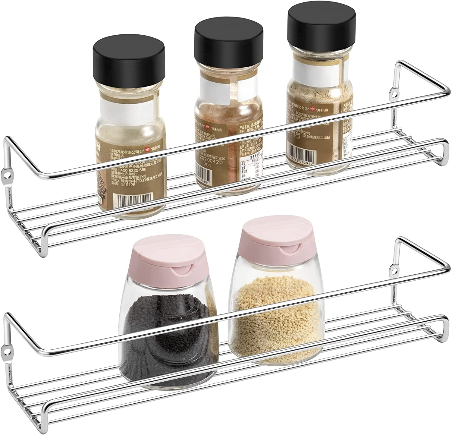 Aluminum Floating Shelves Wall Shelf Sticky Support Storage Organizer Non  Drill for Bedroom Bathroom Spice Seasoning Bottles Lotions , 38.5x9.5x6cm