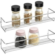 Mimifly Spice Rack Organiser, 2-Tier Spice Shelf Storage Racks Wall Mounted for Kitchen Cabinet Pantry Door