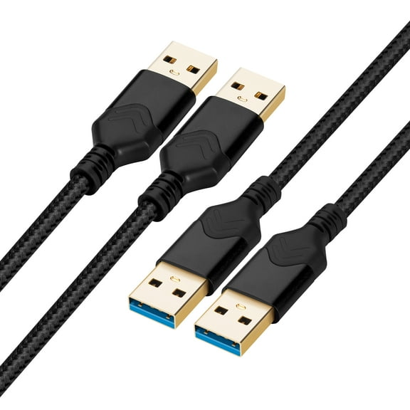 Mimifly USB 3.0 A Male to A Male Cable, 2-Pack, 2FT, 5Gbps Data Transfer, Compatible with Hard Drive, Printer, Black