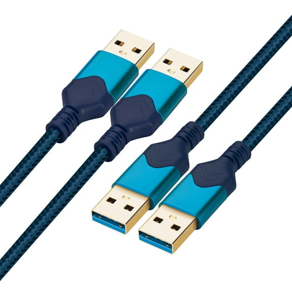Mimifly USB 3.0 A Male to A Male Cable, 5FT, 2-Pack, 5Gbps Data Transfer Cord for Hard Drive, Game Consoles, Printer