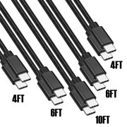 Mimifly USB C to USB C Charger Cable 60W, 5-Pack 3A USB Type C PD Fast Charging Cable for Samsung Galaxy S21, Switch, Pixel, LG (Black)