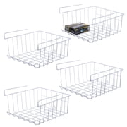 Mimifly Stackable 4-Shelf Under Shelf Kitchen Cupboard Basket Organizers Value Pack, White, 4 Count