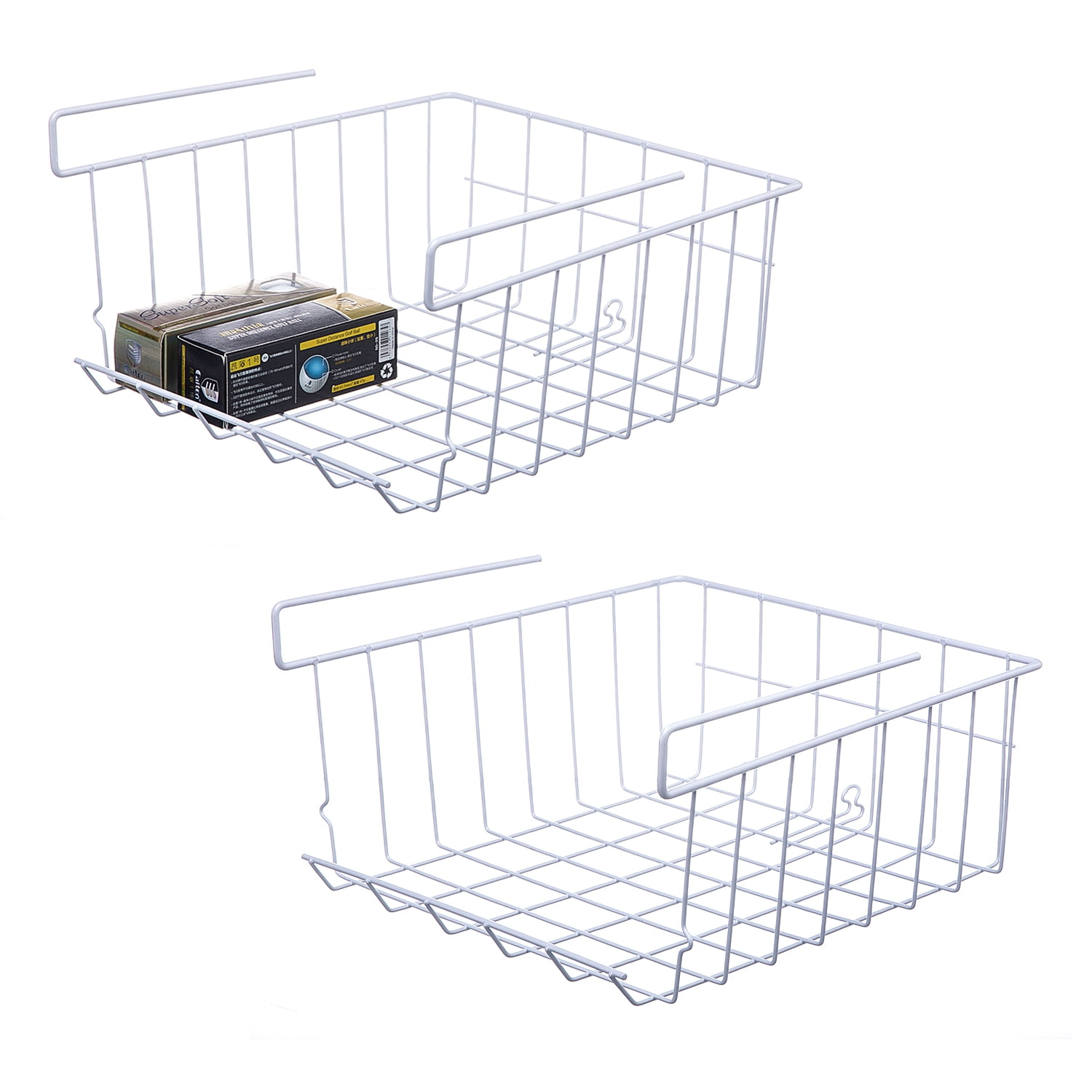 Mimifly 2Pack White Kitchen Under Shelf Storage Basket, 12.6*11.4*6.3