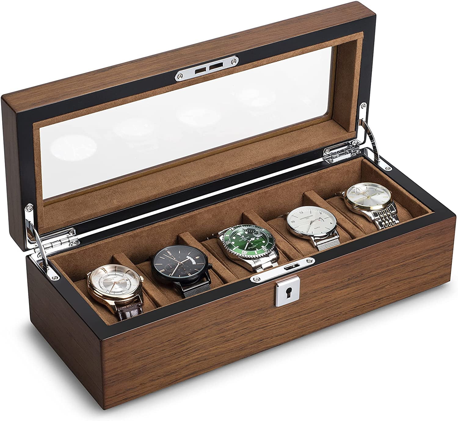 Lifomenz Co 12 Watch Box for Men Display Case Wood Luxury Ebony