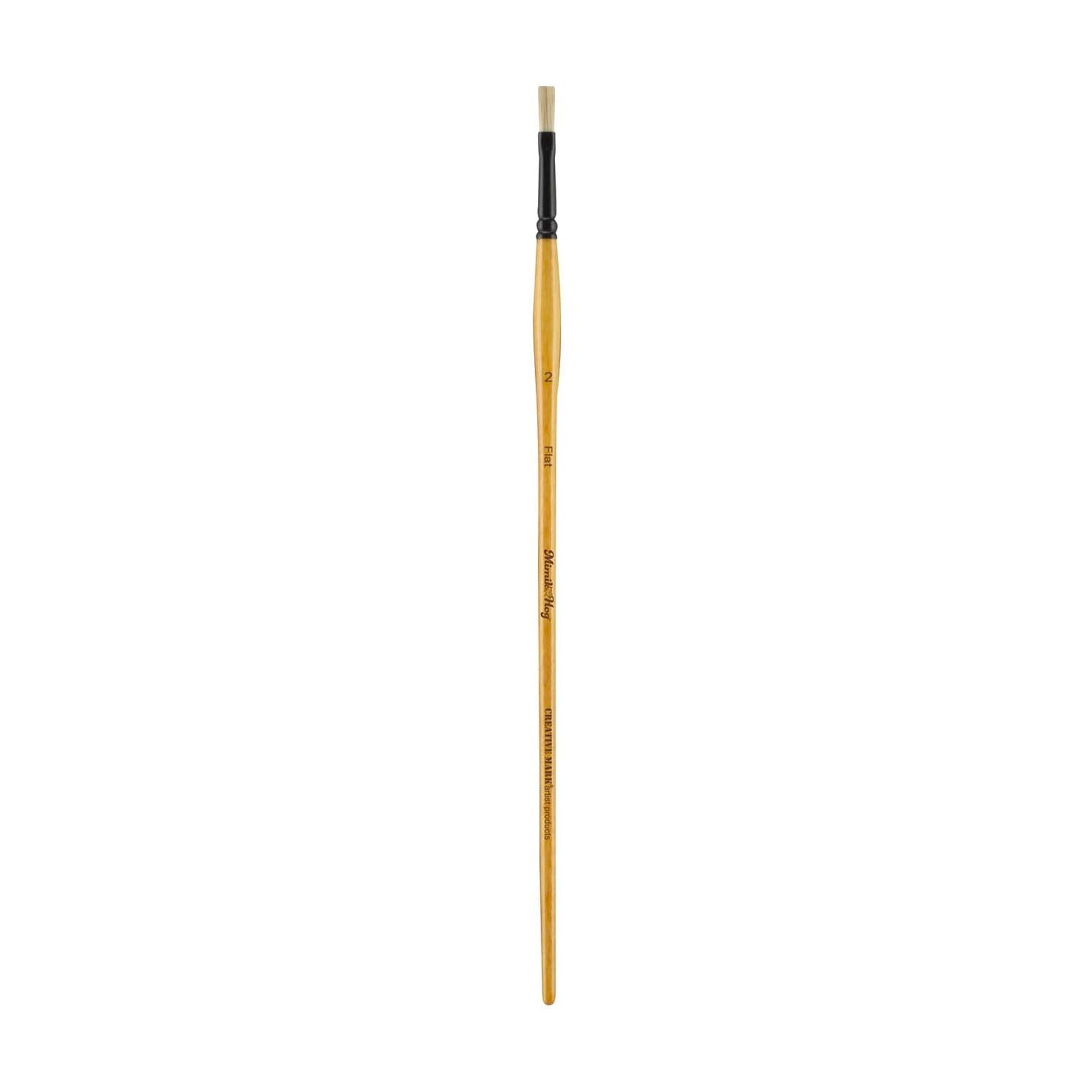 Mimik Hog Professional Synthetic Hog Bristle Paint Brush - Versatile Alternative to Natural Hog Hair Paint Brushes for Oil Painting, Acrylics, Inks, Dyes, Gouache, Watercolors & More- Flat # 2