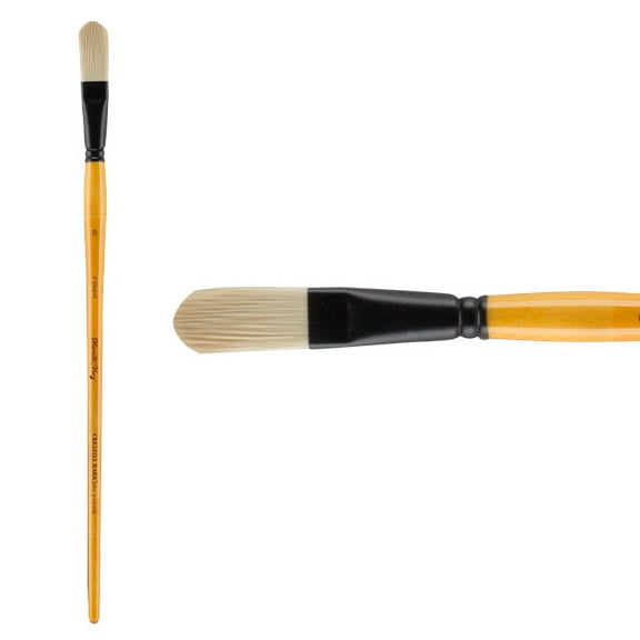 Mimik Hog Professional Synthetic Hog Bristle Paint Brush - Versatile Alternative to Natural Hog Hair Paint Brushes for Oil Painting, Acrylics, Inks, Dyes, Gouache, Watercolors & More- Filbert # 8